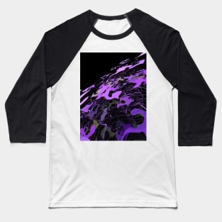 Purple and Black Abstract 3D Digital Graphic Baseball T-Shirt